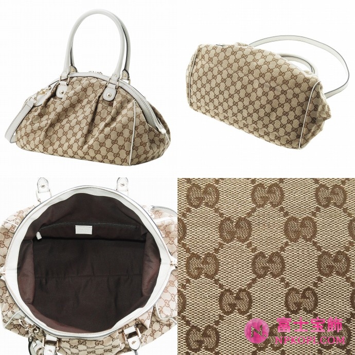 GUCCI/グッチ 2012年春夏SUKEY定番キャンバスGG柄Gチャーム付きプリーツボストンバッグ 223974 FAFXG 9761 